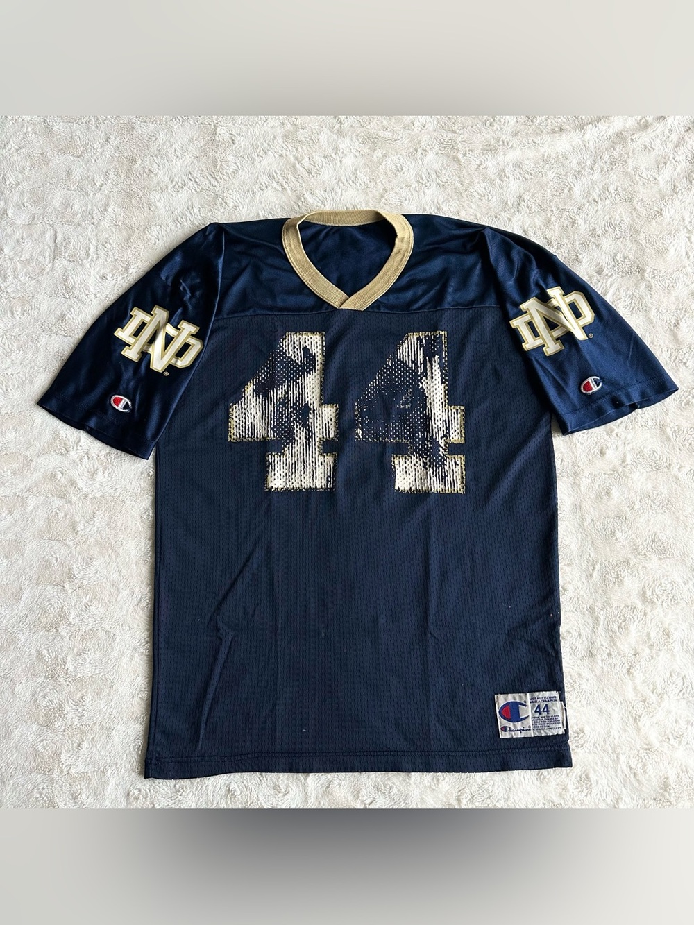 Vintage Notre Dame Football Jersey Mens 44 Navy Fighting Irish 90s Champion ND